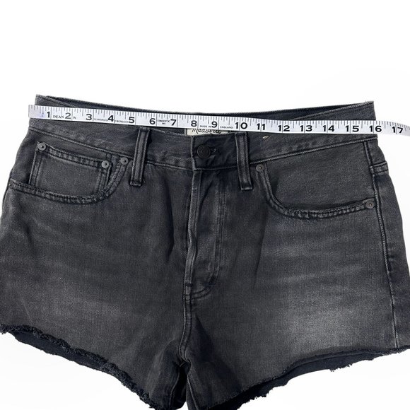 Madewell Size 28 Relaxed Denim Button Fly Cut Off Black Jean Shorts - Picture 5 of 6